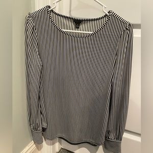 Ann Taylor Petite Black and White Striped Blouse